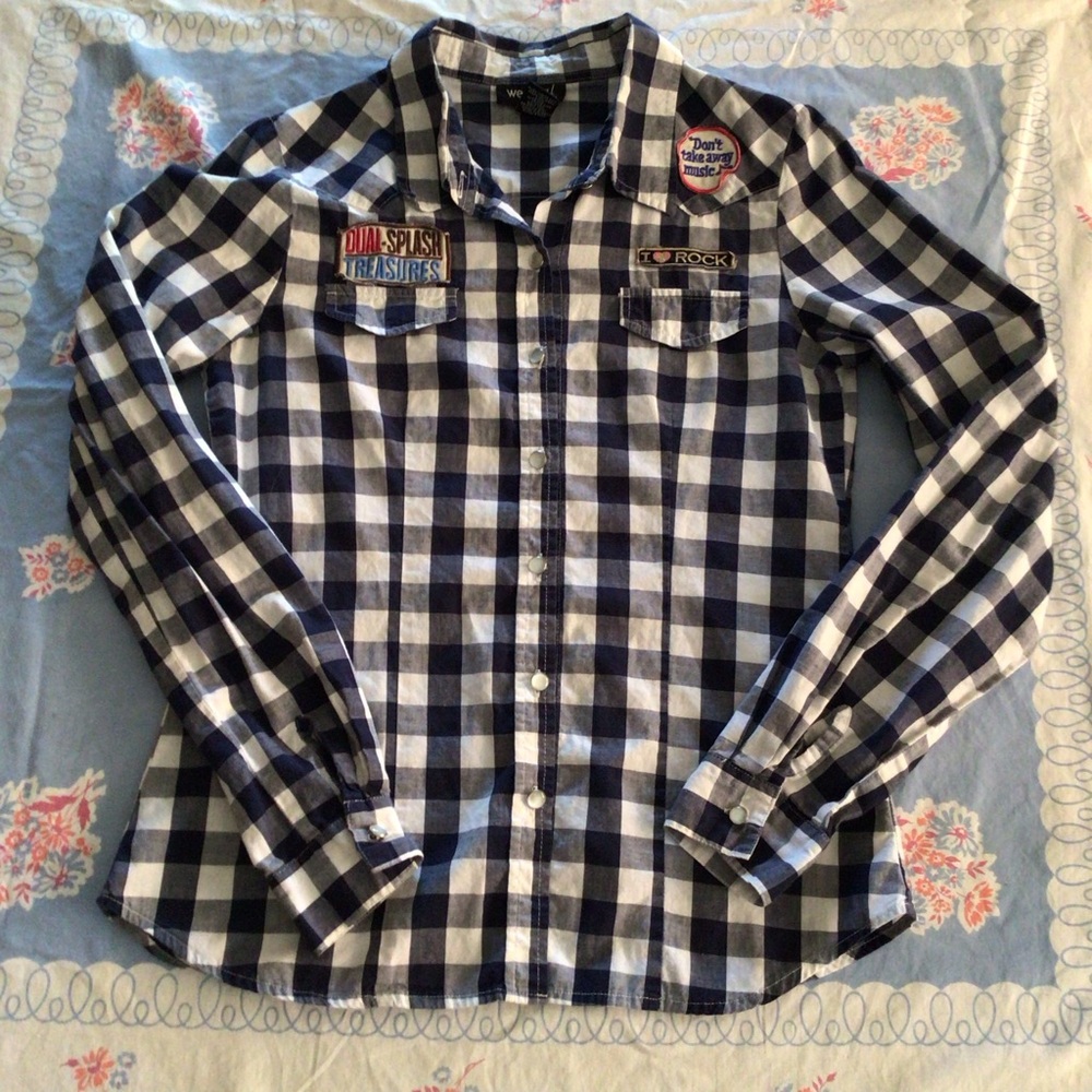Wet Seal Blue and White Button Down Shirt (unisex)